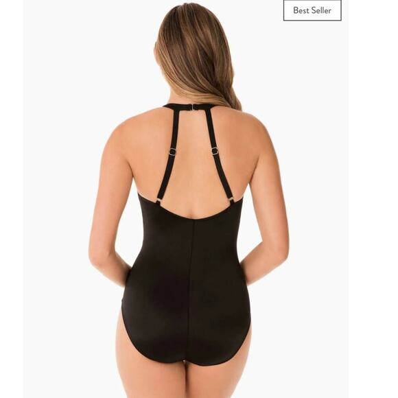 Miraclesuit Wrapsody One Piece Black Women's Size 10 - Picture 2 of 8